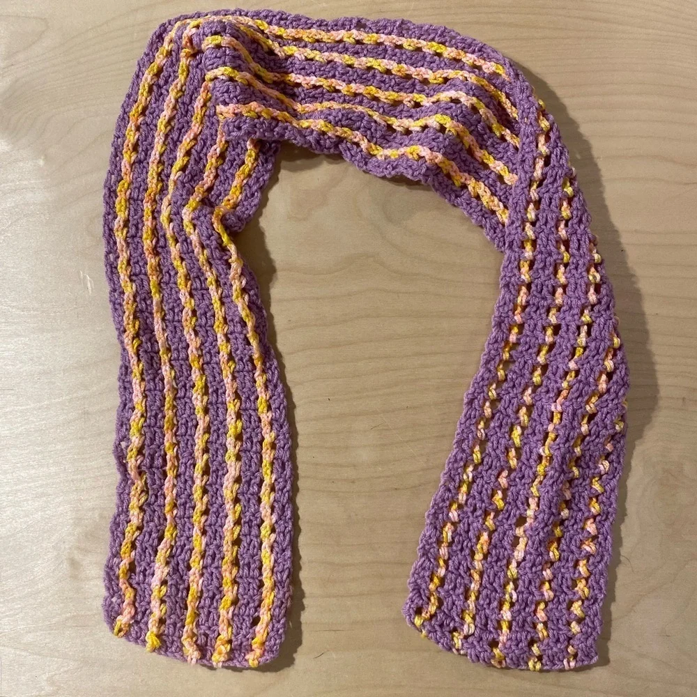 Striped Purple and Yellow Knit Scarf (OV)